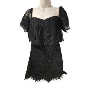 Lulus Black Lacey Mini Dress Women's Size Small Off The Shoulder Party Dance